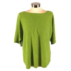 Eileen Fisher Green Boatneck 100% Organic Linen Top
